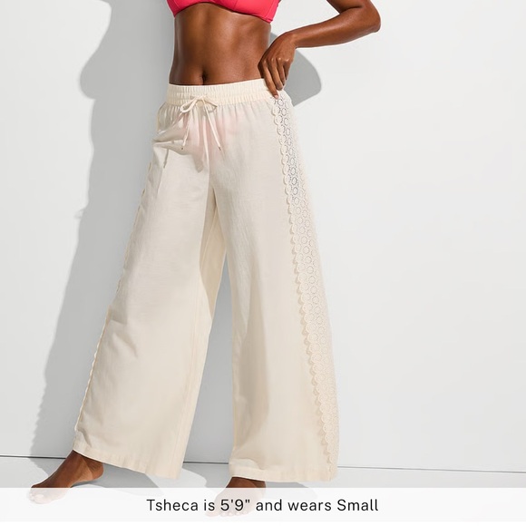 Victoria's Secret Other - 🆕 VICTORIA'S SECRET SWIM CS BEACHWEAR LINEN LACE-TRUM COVER-UP PANTS M 8-10